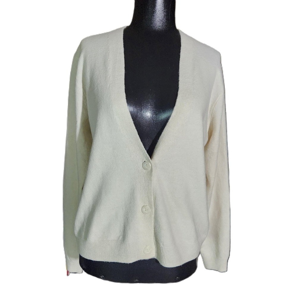 A New Day Beige V Neck Long Sleeve Cardigan Medium